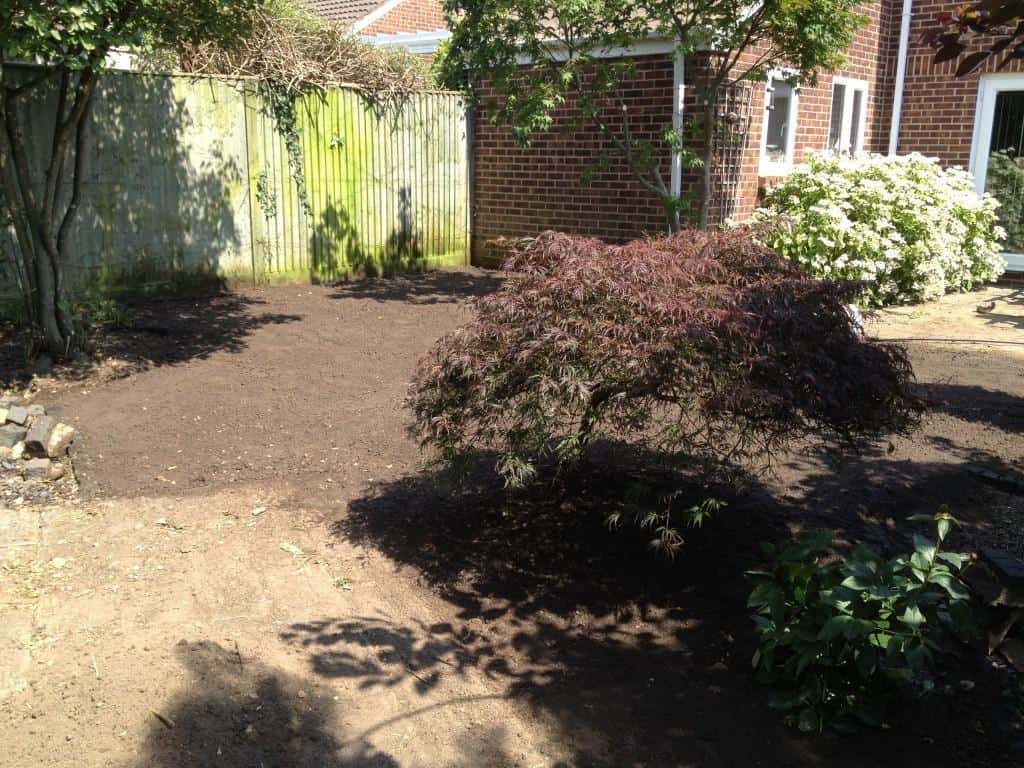 garden turfing clearing before