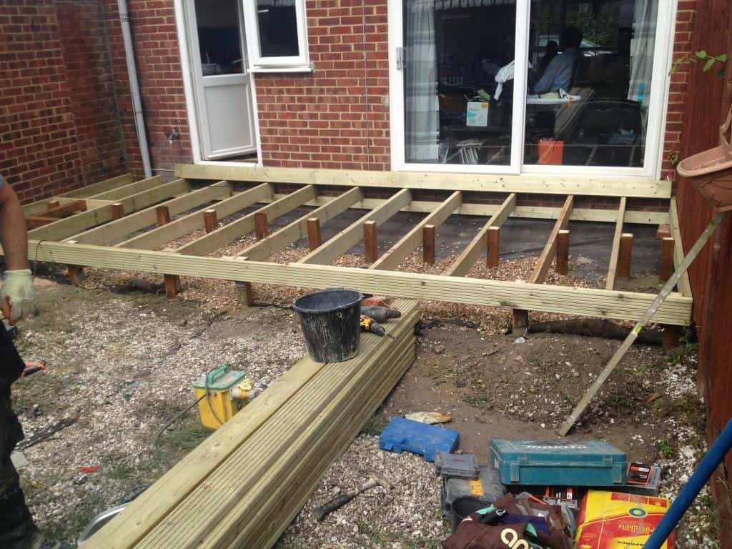 decking being constructed