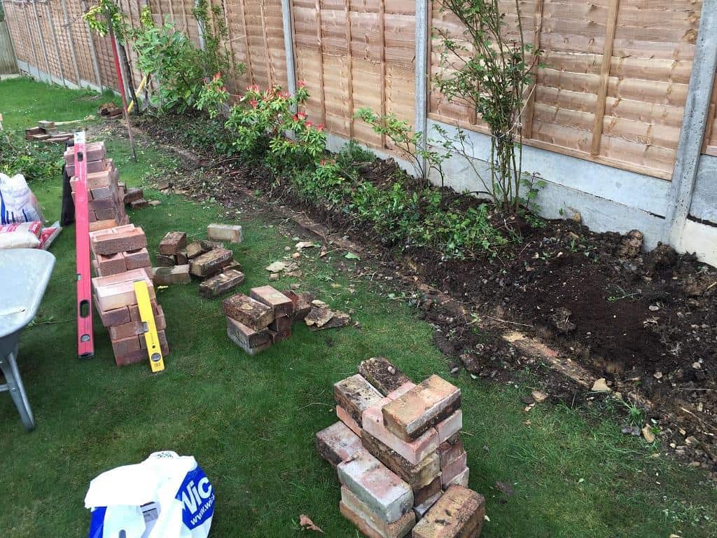 garden brick border under repair