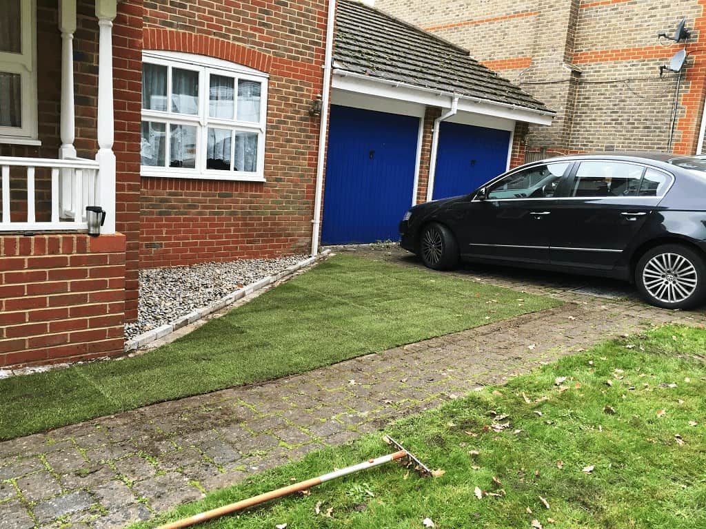 front garden turfed and edged