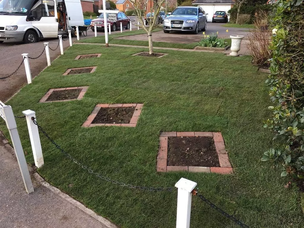Front yard – landscaping with bricks