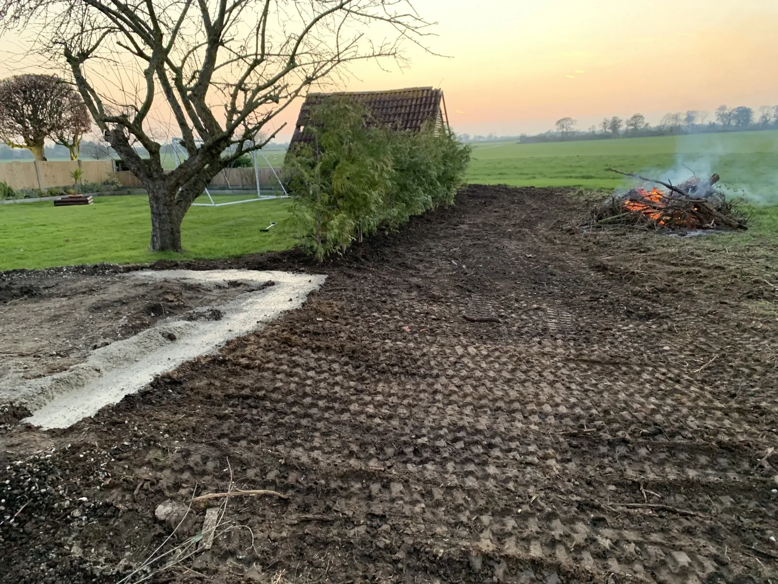 Landscaping. Day with a digger